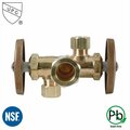 Thrifco Plumbing 5/8 In. Comp x 3/8 In. Comp x 1/4 Inch Comp Dual Outlet & Dual Shut Off Multi-Turn Angle Stop Valve 4405690